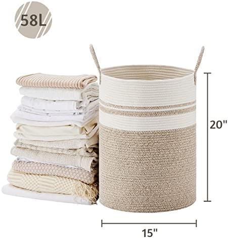 VIPOSCO 58L Tall Woven Laundry Basket Hamper - Image 5