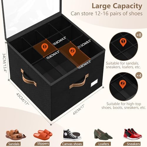 Vincona Shoe Organizer for Closet, 2 Pack Foldable Shoe Storage Bins - Image 2