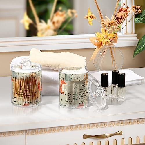 2 Pack Apothecary Jars Bathroom Cute Fox Qtip Holder Dispenser Clear Plastic - Image 7
