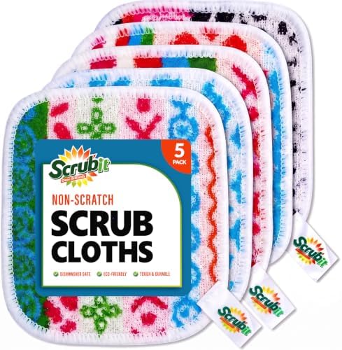 SCRUBIT 5 Pack Reusable Non-Scratch Dish Scrubbers by SCRUBIT