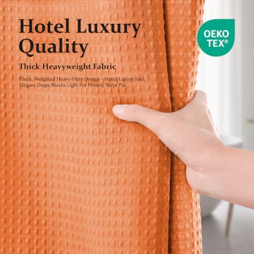 Dynamene Extra Wide Waffle Shower Curtain 256GSM Fabric 108x72 Burnt Orange - Image 6