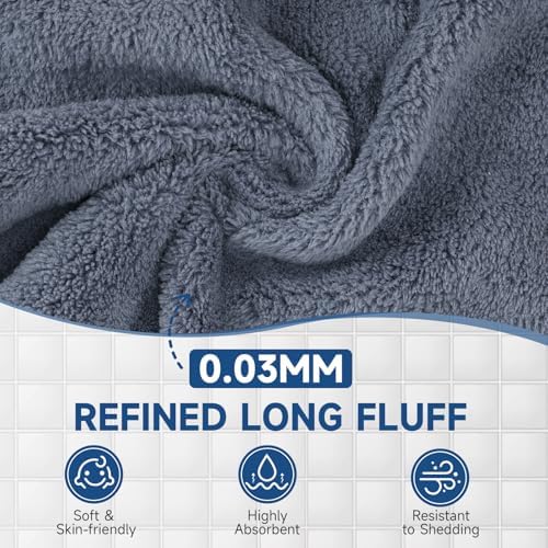 TEAWOO Coral Velvet Navy Blue Washcloths 12 Pack, Highly Absorbent and Soft - Image 3