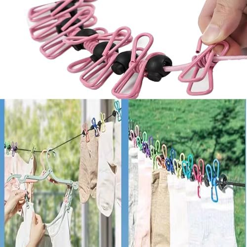 2 Pack Portable Travel Clothesline ，Black+Blue Retractable Portable Clothesline - Image 4