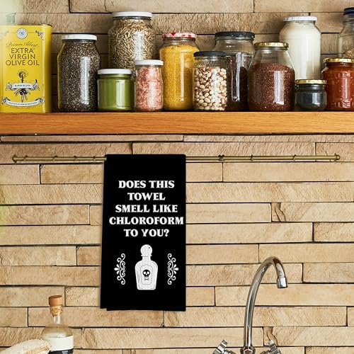 Funny Kitchen Dish Towels -Funny Black Bathroom Hand Towel Decor, Gothic - Image 2