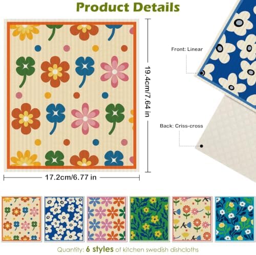6 Pcs Swedish Paper Cloths for Kitchen, Reusable Paper Towels Washable - Image 2