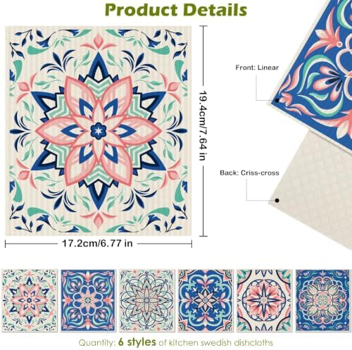 6 Pcs Swedish Paper Cloths for Kitchen, Reusable Paper Towels Washable - Image 2