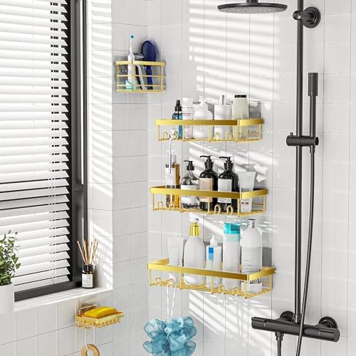 Moforoco Adhesive Shower Caddy Organizer Shelves Rack - Image 6
