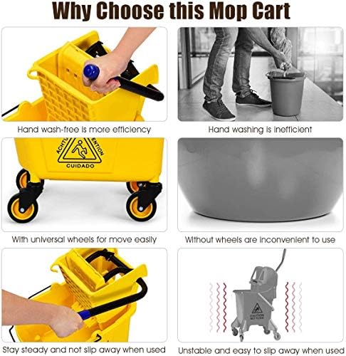 Nightcore Commercial Mop Bucket, All-in-one Tandem Floor Cleaning Wavebrake - Image 4