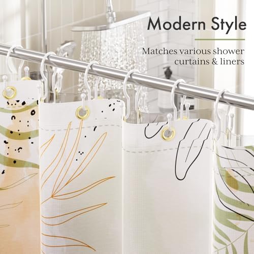 Bathway Shower Curtain Hooks White, Double Hook Shower Curtain Hooks Rust Proof - Image 6