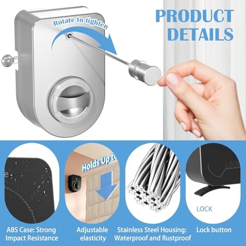 Retractable Clothesline Indoor, Non-Sagging Outdoor Clothes Line Retracting - Image 5