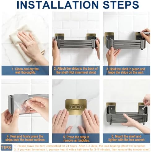 Shower Caddy, No-Drilling Adhesive Shower Shelves - Image 3