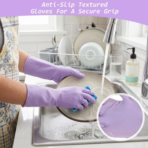 Gloves for Washing Dishes, Cleaning Rubber Gloves Medium Dish Glove for Women - Image 5