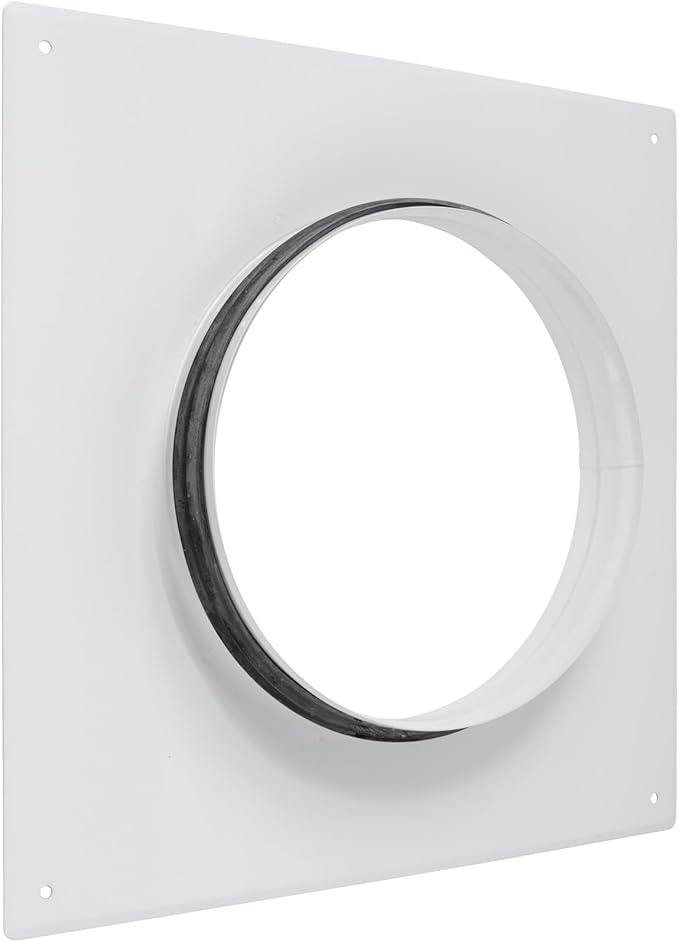 White Duct Connector Flange - 8 Inch Ducting - Galvanized Steel with Rubber Gasket - Straight or Flex Pipe Flange for Heating, Cooling, Air Ventilation Systems