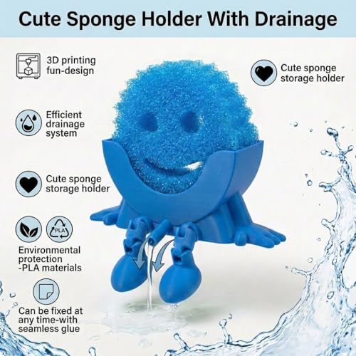 Creative Drainage Sponge Holder: Traceless Glue, 3D Printed Funny Kitchen Sink - Image 2