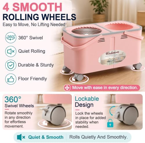 Easy-Rinse Spin Mop Bucket Gen 2, Clean/Dirty Water Separation - Image 6