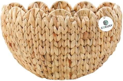 Coeusy Wicker Wall Basket, Scalloped Hanging Basket, Large-Size by WEAVECOMFORTINTOEVERYCORNER