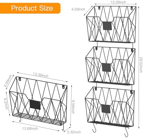 YBING Wall File Organizer Mesh Hanging Wall Files Holder 6 Pack - Image 5