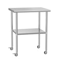 Stainless Steel Table with Wheels 24" x 30" Utility Worktable with Adjustable Undershelf for Commercial Kitchen, Garage, Restaurant