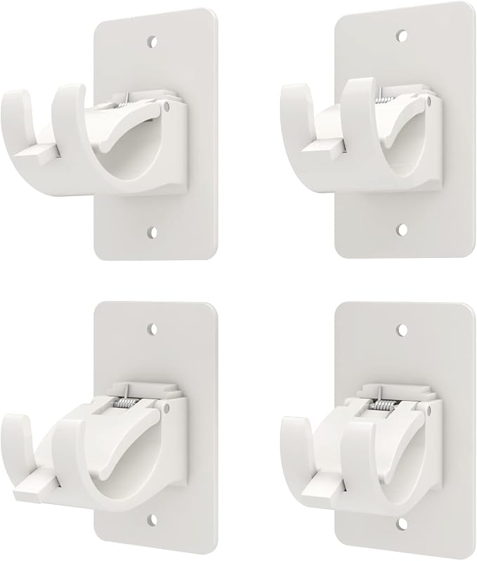 4PCS No Drill Curtain Brackets, Self-Adhesive Rod Holders, Universal Plastic by Wabboreq