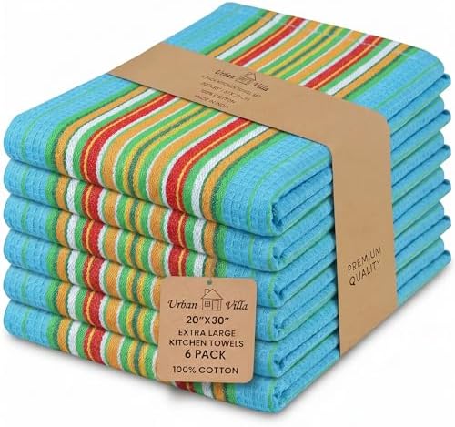 Urban Villa Kitchen Towels Cotton Dish Towels 20”x30” Azure by CottonTrends