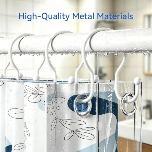 OEH Shower Curtain Hooks, Metal Shower Curtain Hangers, Double Hook Shower - Image 5