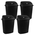 4 Pack 6.6 Gallon Black Garbage Bins, Plastic Trash Can with Swing Lid