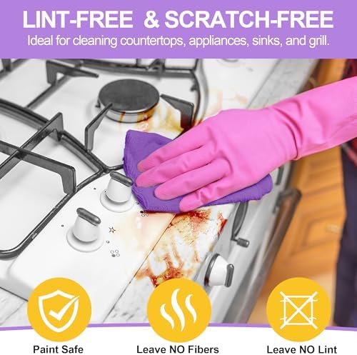 Microfiber Cleaning Cloth, 12 Pack Purple Cleaning Rags, Reusable Microfiber - Image 5