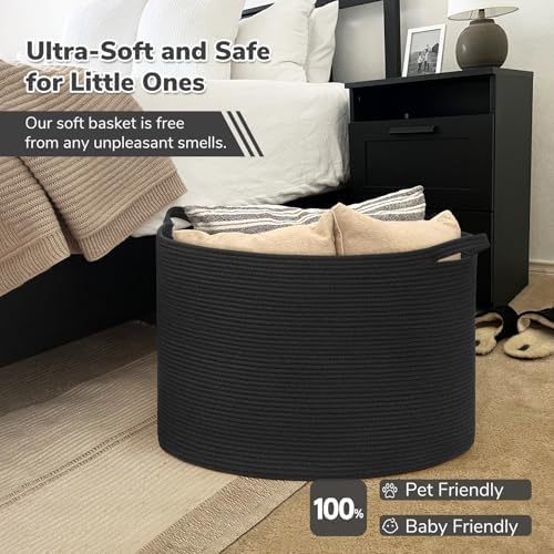 INDRESSME 115L Extra Large Woven Rope Blanket Basket Living Room - Image 5