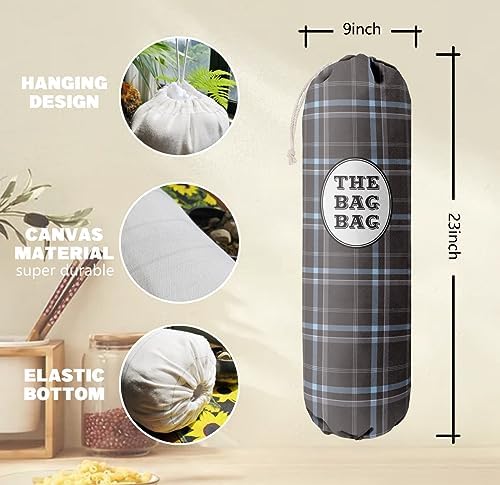 Classic Buffalo Check Plaid Grocery Bags Holder Organizer, Wall Mount Plastic - Image 3