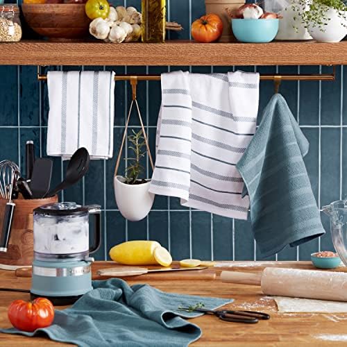 KitchenAid Albany Kitchen Towel 4-Pack Set, Fog Blue/White - Image 2