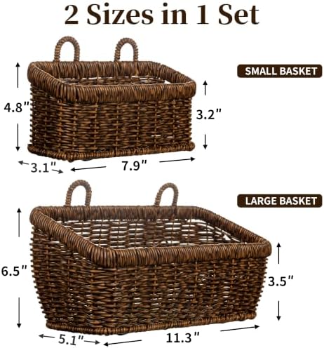 Wall Hanging Baskets, 2 Pack Woven Wicker Baskets - Image 2