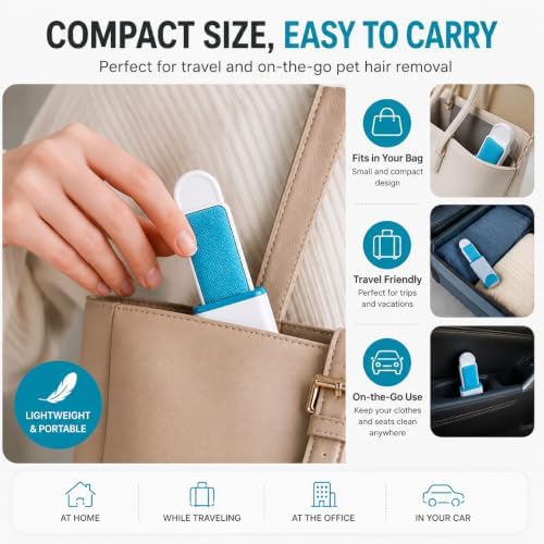 Pet Hair Remover Brush Set for Dog & Cat Hair, Reusable Lint Roller, - Image 4