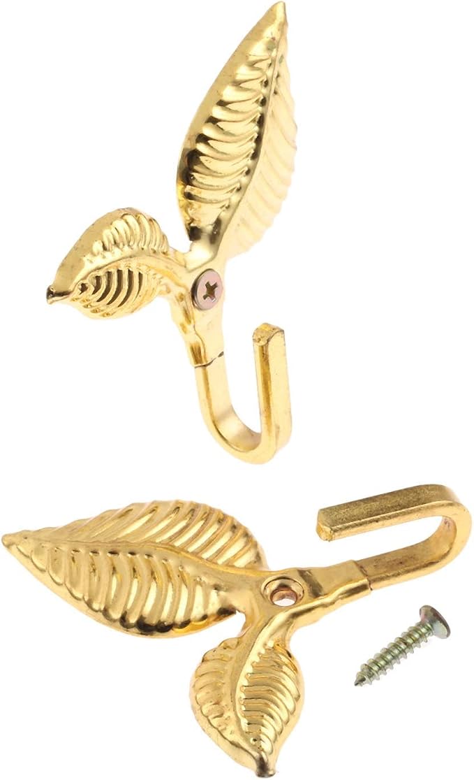 2Pcs Curtain Holdbacks Tieback Hooks Multifunctional Wall Hook Gold Vintage - Image 6