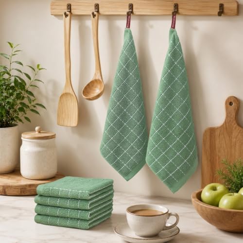 Kitinjoy 100% Cotton Terry Kitchen Dish Cloths, Grass Green - Image 6