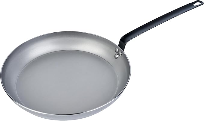 Restaurantware Met Lux 12 Inch Fry Pans, 6 No-Stick Frying Pans - Induction-Ready, Triple-Riveted, Silver Carbon Steel Cooking Skillets, Durable, For Searing, Sauteing, And Browning Food
