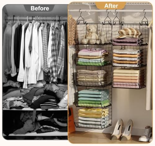 6 Tier Closet Hanging Organizer, Clothes Hanging Shelves - Image 7