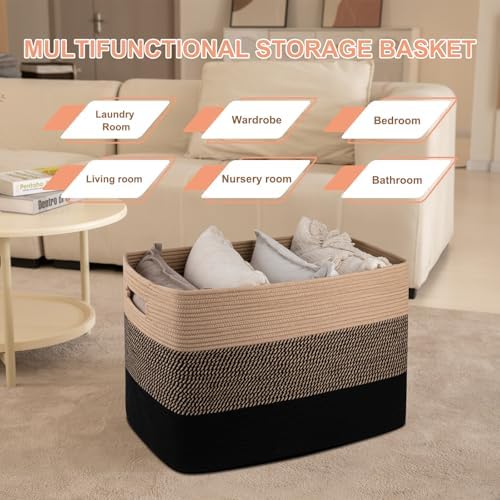 OIAHOMY 108L Extra Large Blanket Basket Dog Toy Basket Yellow and Black - Image 6