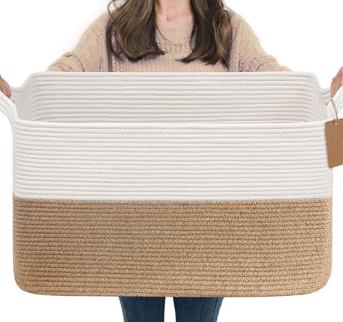 Goodpick 75L Extra Large Woven Rope Blanket Basket by Goodpick