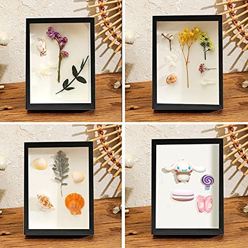 8x10 Shadow Box Frame Display Case, Wood with Plexiglass, Display Case Box for Memorabilia, Medal, Crafts,Tickets and Photos, Picture Frame for Wall and Tabletop (3pcs-Black, 8x10)