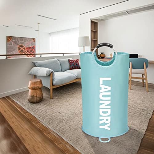 Maxsilan 125L X-Large Laundry Basket Bag, Collapsible Hamper, Light Blue - Image 7
