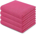 Homaxy 100% Cotton Waffle Weave Kitchen Dish Towels 4-Pack, Hot Pink by Homaxy