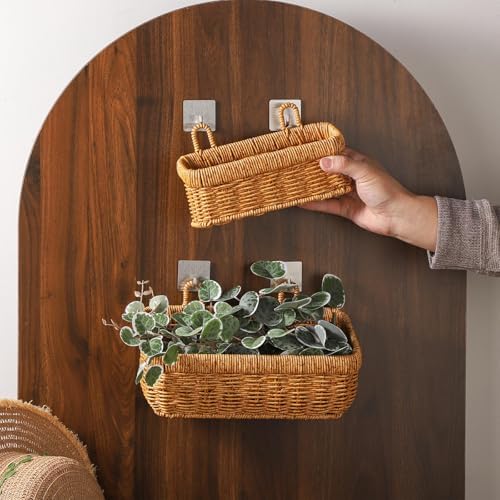 2 pack Wall Hanging Baskets for Storage Square Woven Hanging Basket - Image 7