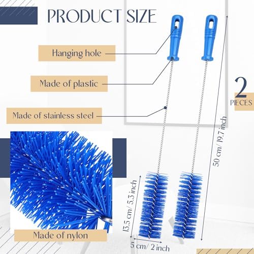 Baderke 2 Pcs Drain Brush Pipe Cleaning Tube Brush, 19.7 x 2 Inch - Image 2