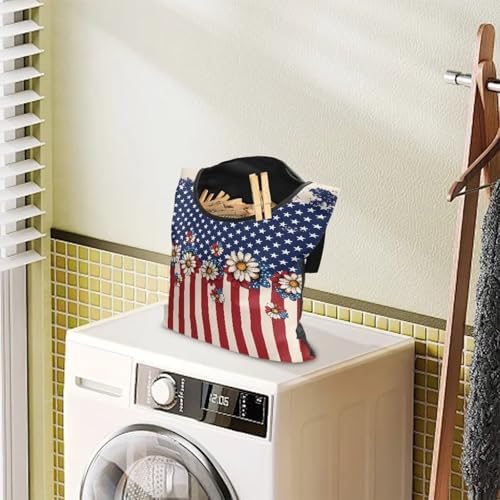 American Flag Clothes Pin Bag Floral Poeny Clothes Pin Hanging Bag Fashion - Image 3
