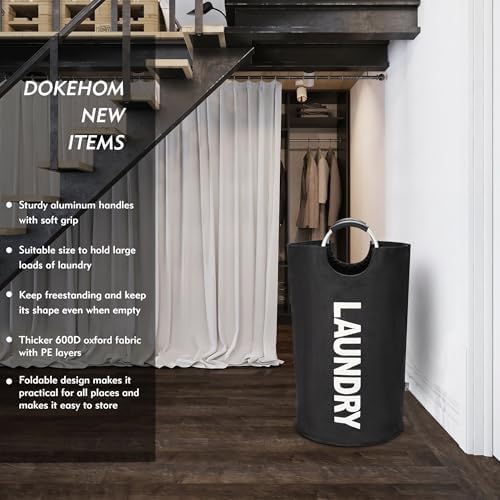 DOKEHOM 125L X-Large Laundry Basket Bag, Collapsible Tall Hamper - Image 2