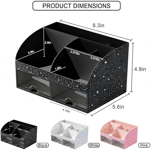 Bling Makeup Organizer with Drawers, Cosmetic Storage - Image 2