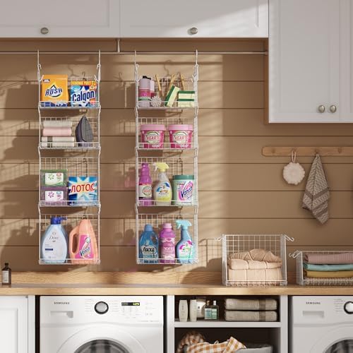 4-Tier Hanging Laundry Room Organizer: Foldable Wire Shelf Basket - Image 4