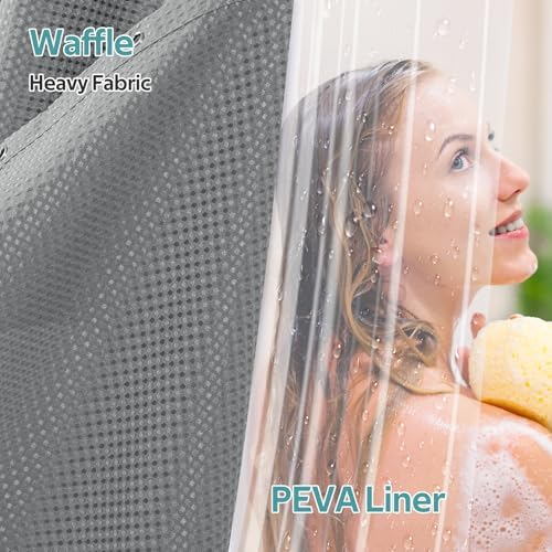 Vipfree 3 in 1 Shower Curtain Set, Waffle Shower Curtain and Liner Set - Image 3
