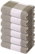 Mordimy Cotton Waffle Kitchen Towels, 6 Pack, Khaki & White by Mordimy