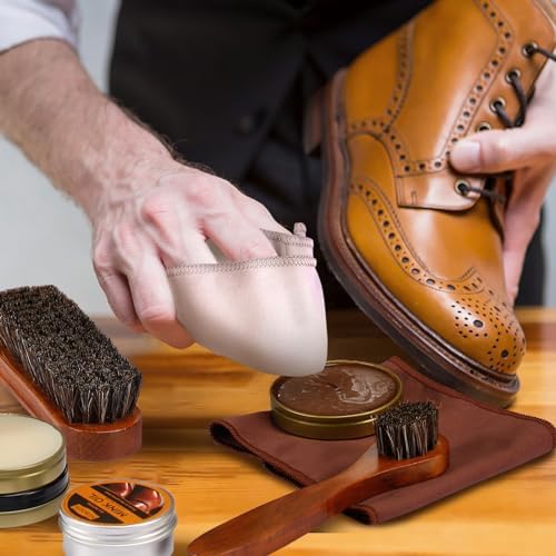 13Pcs Shoe Care Kit for Men & Women, 3 Horsehair Shoe Polish Brush, Care for - Image 4